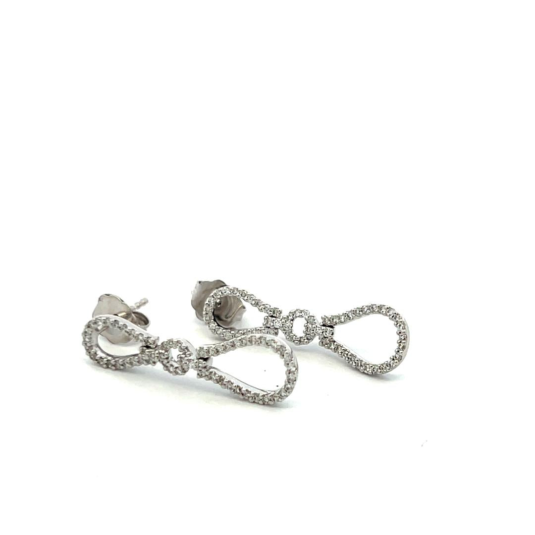 0.40 Carat Round Brilliant G VS1 Diamond 14 Karat White Gold Dangling Earrings