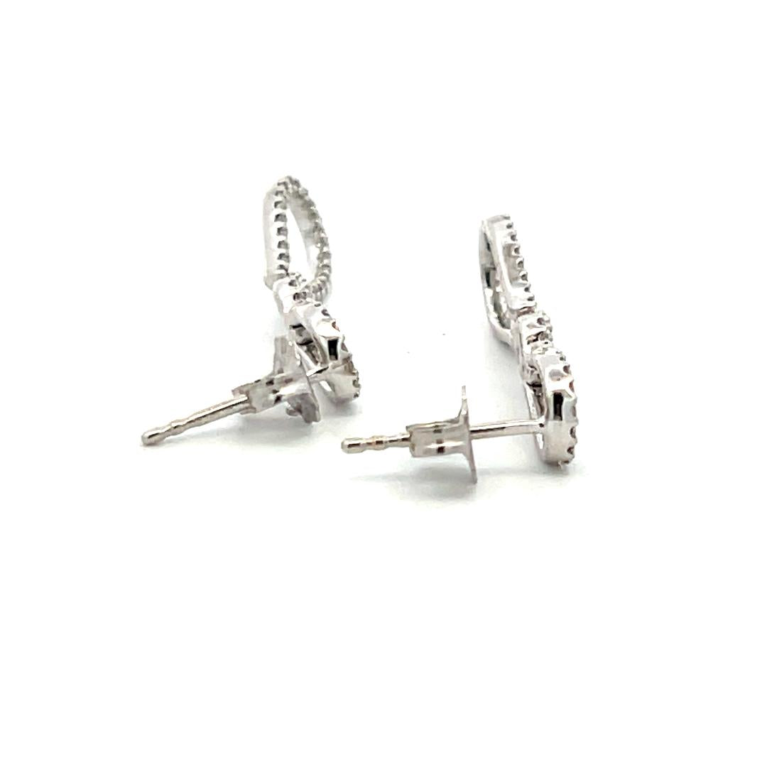 0.40 Carat Round Brilliant G VS1 Diamond 14 Karat White Gold Dangling Earrings
