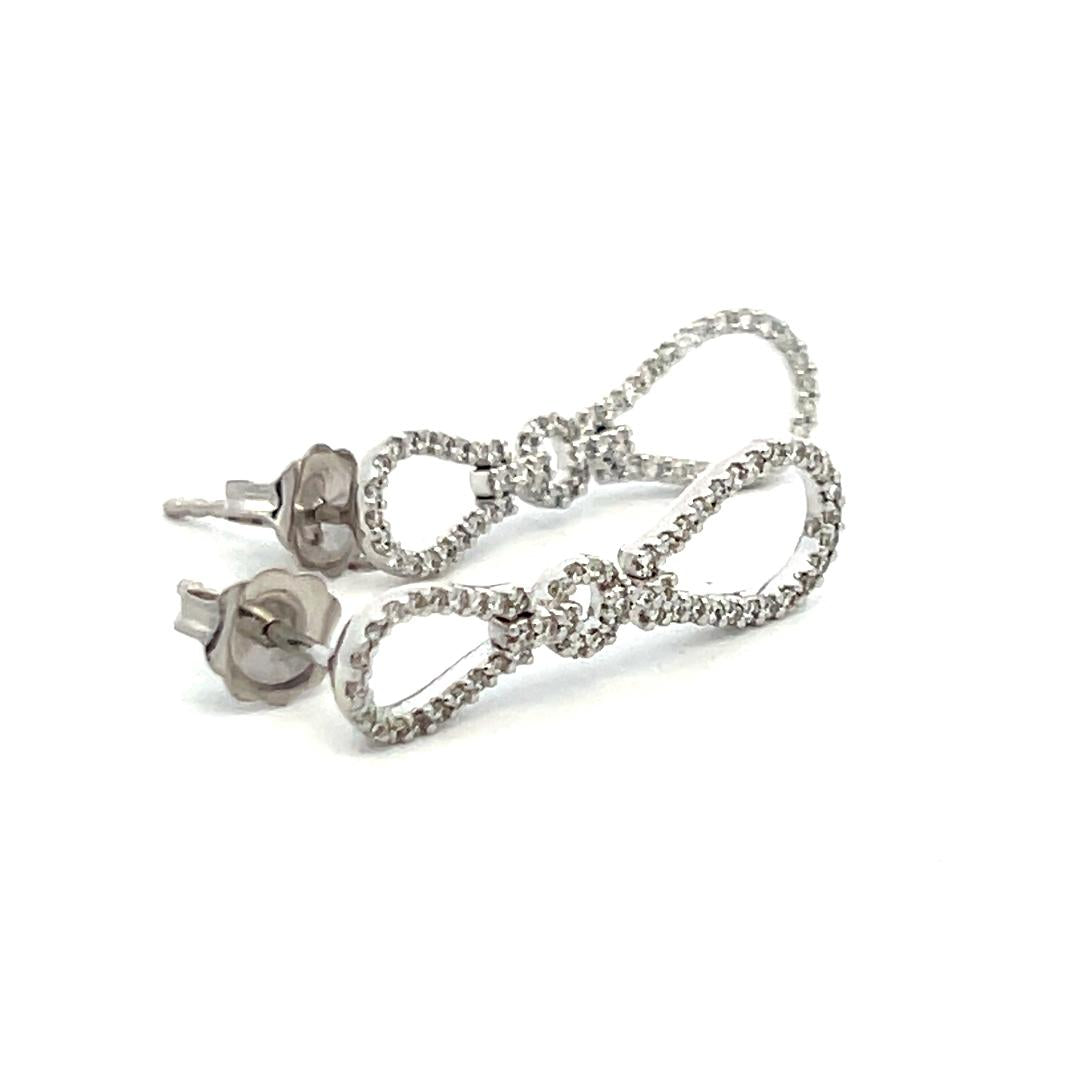 0.40 Carat Round Brilliant G VS1 Diamond 14 Karat White Gold Dangling Earrings