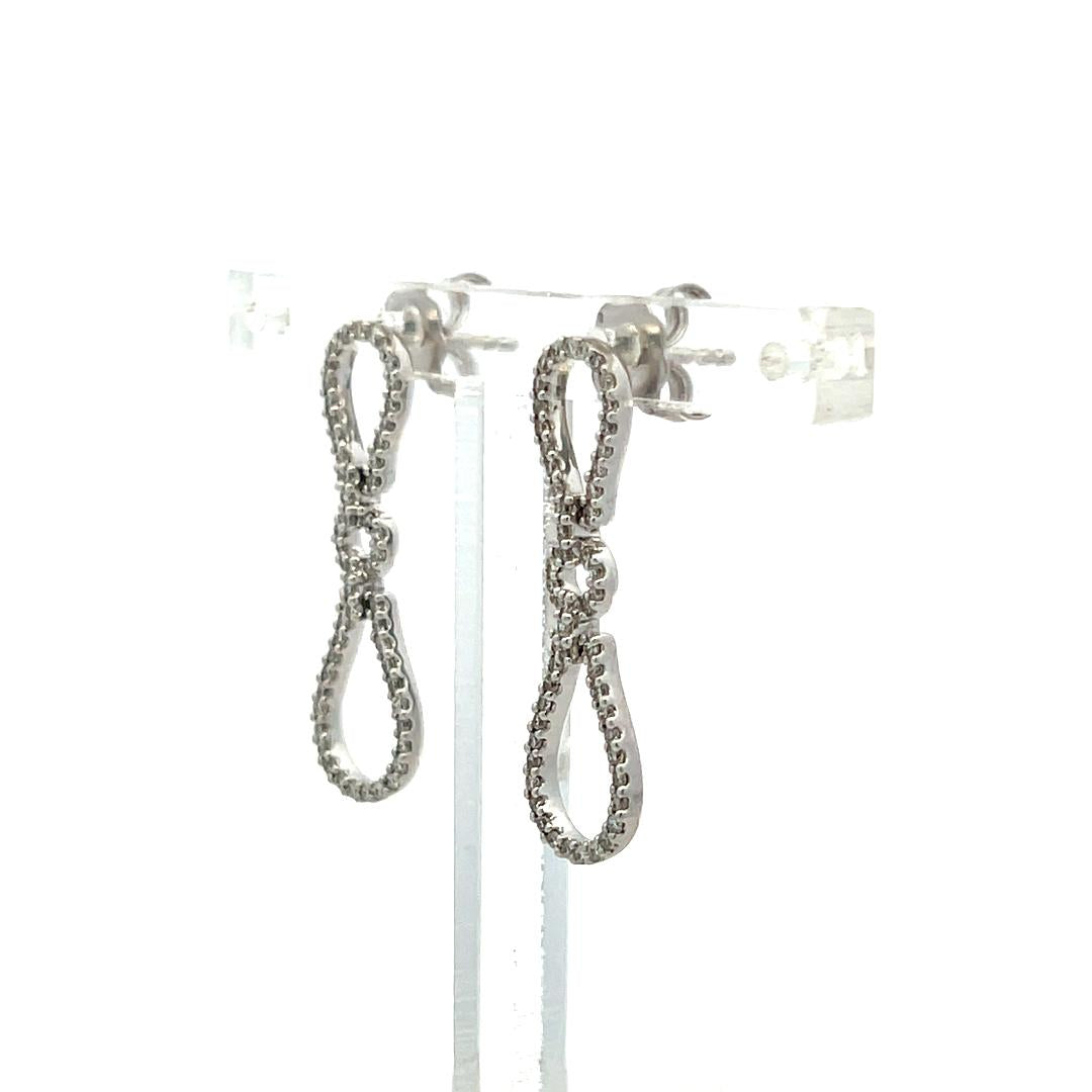 0.40 Carat Round Brilliant G VS1 Diamond 14 Karat White Gold Dangling Earrings