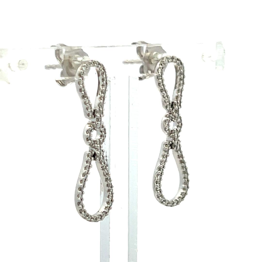 0.40 Carat Round Brilliant G VS1 Diamond 14 Karat White Gold Dangling Earrings