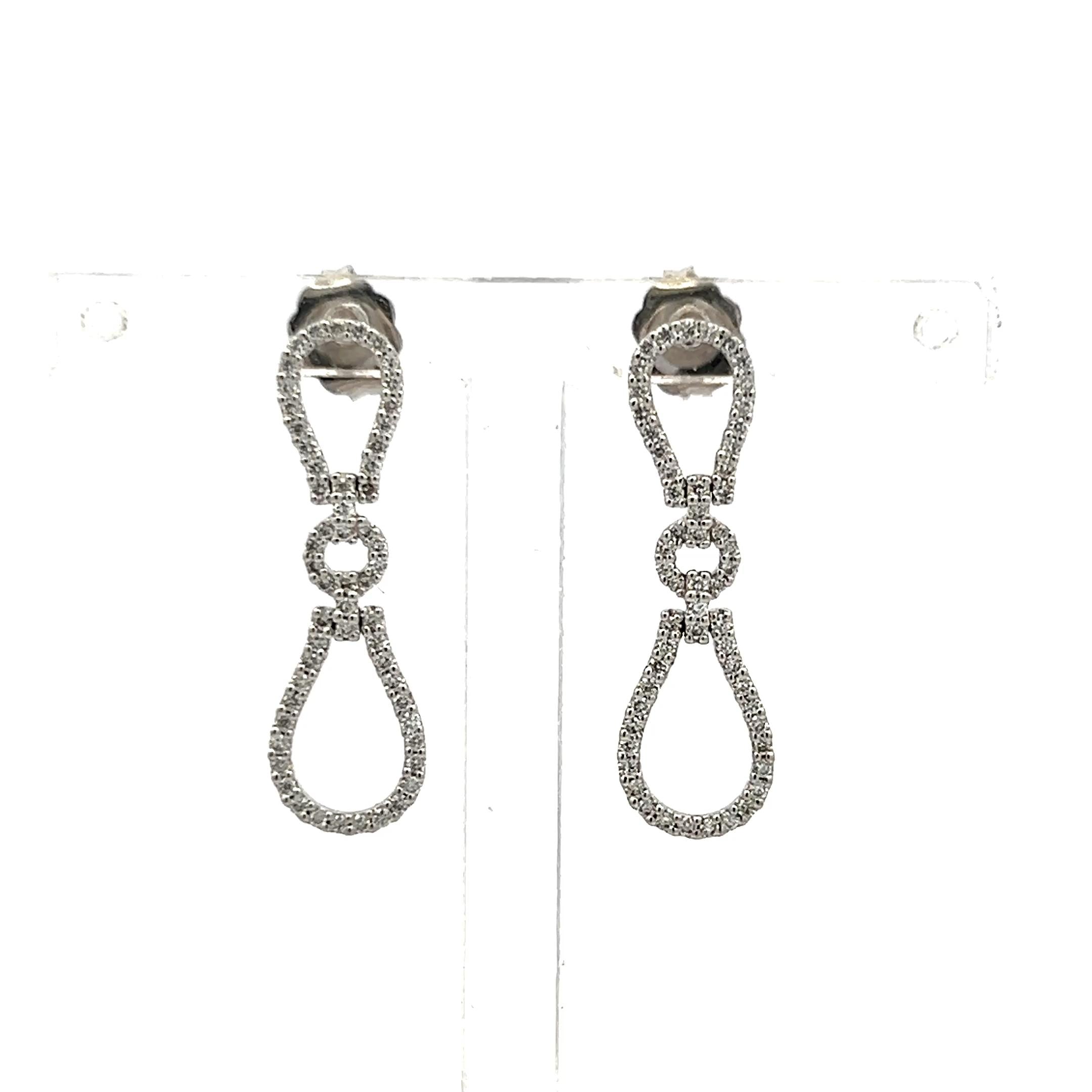 0.40 Carat Round Brilliant G VS1 Diamond 14 Karat White Gold Dangling Earrings