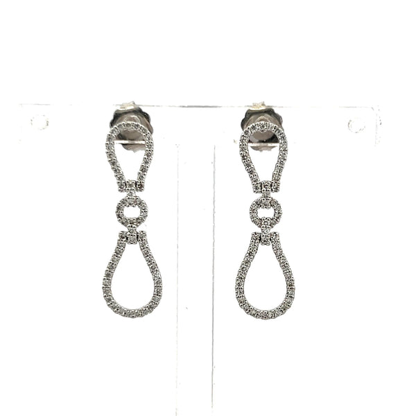 0.40 Carat Round Brilliant G VS1 Diamond 14 Karat White Gold Dangling Earrings