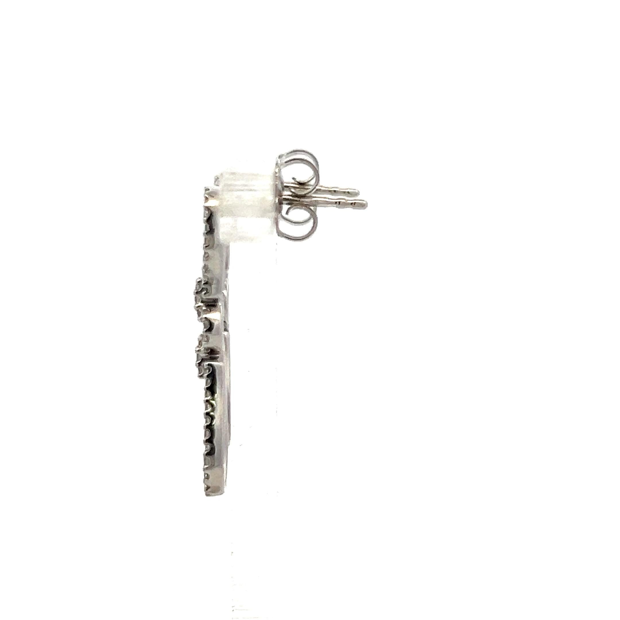 0.40 Carat Round Brilliant G VS1 Diamond 14 Karat White Gold Dangling Earrings