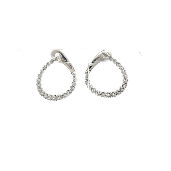 0.40 Carat Round Brilliant G VS1 Diamond 14 Karat White Gold Hoop Earrings