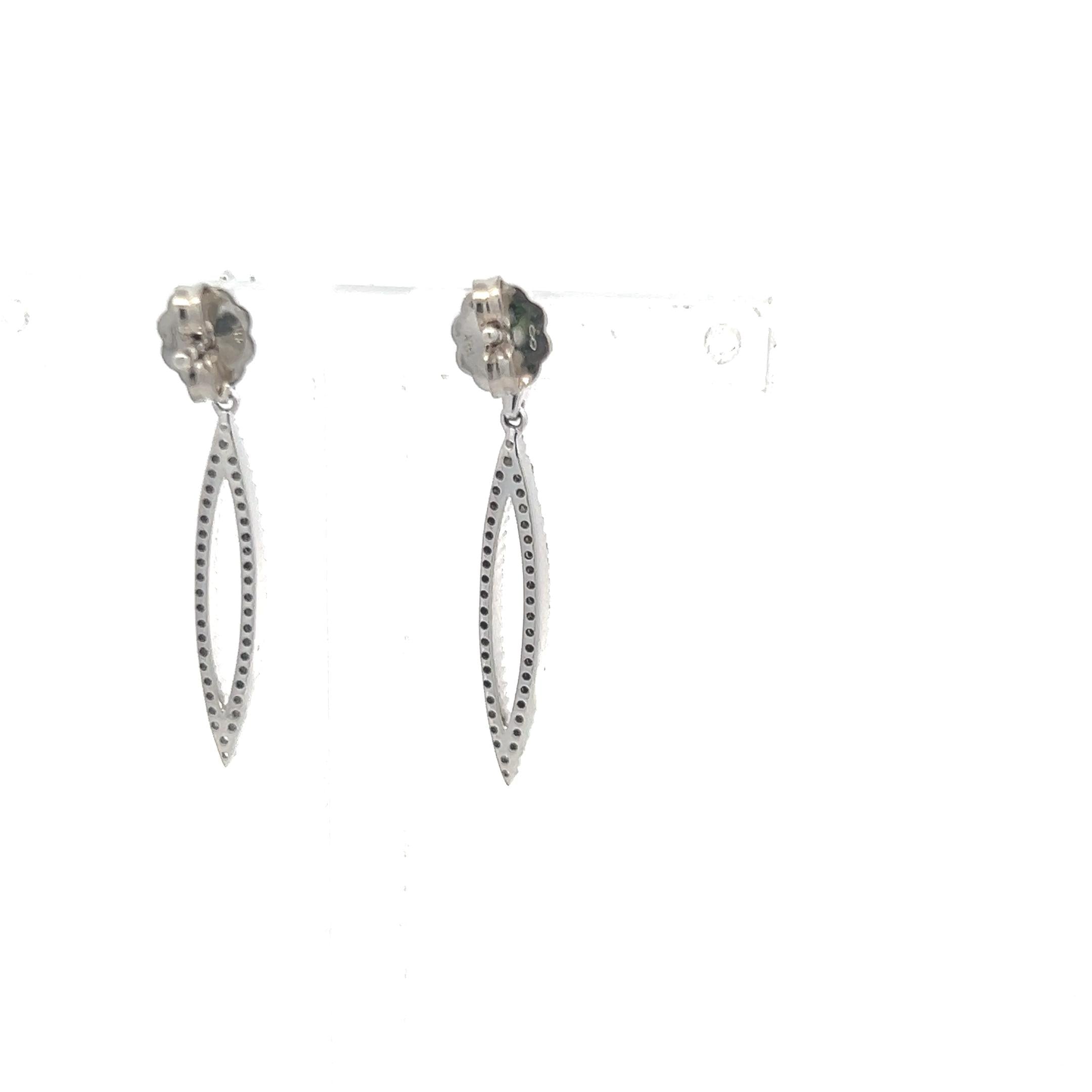 0.25 Carat Round Brilliant Diamond 14K White Gold/Platinum Dangling Earrings