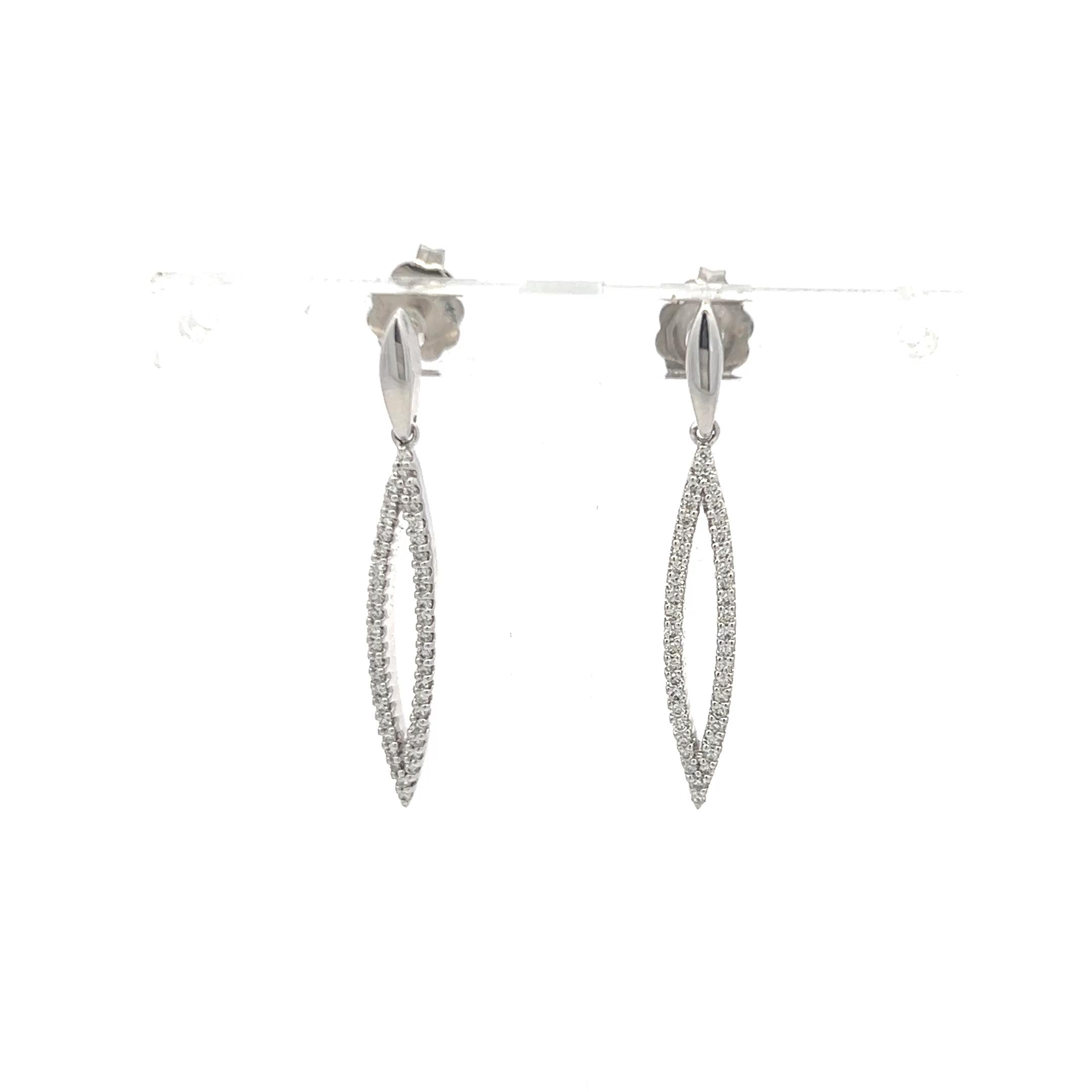 0.25 Carat Round Brilliant Diamond 14K White Gold/Platinum Dangling Earrings
