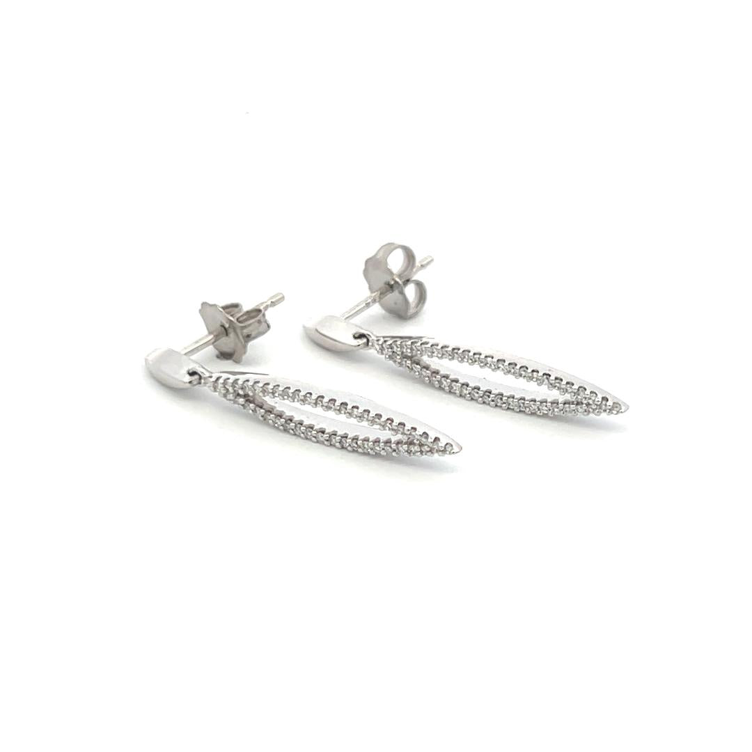 0.25 Carat Round Brilliant Diamond 14K White Gold/Platinum Dangling Earrings