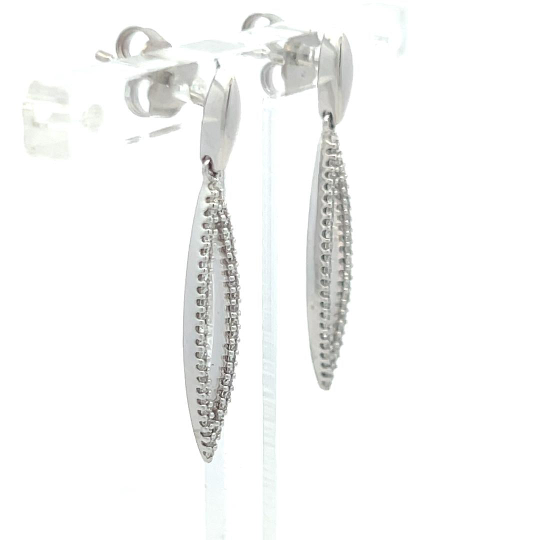 0.25 Carat Round Brilliant Diamond 14K White Gold/Platinum Dangling Earrings