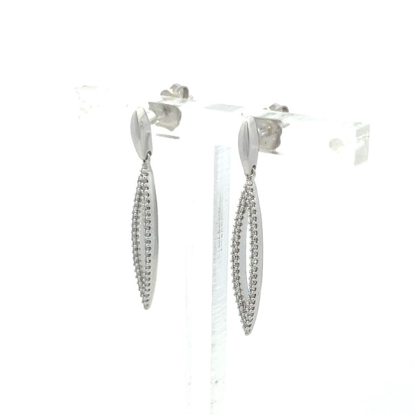 0.25 Carat Round Brilliant Diamond 14K White Gold/Platinum Dangling Earrings