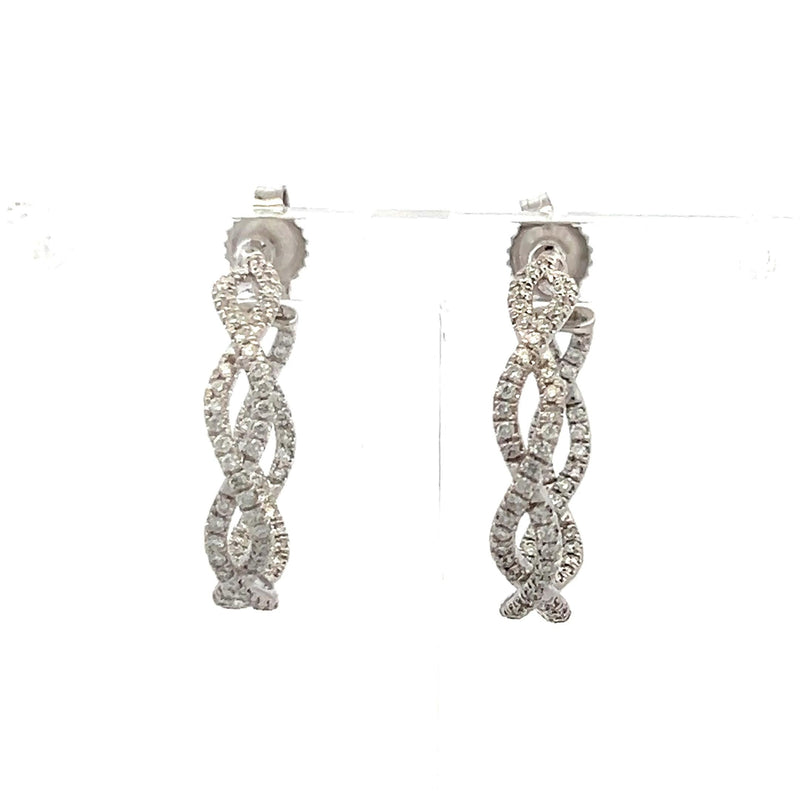 0.60 Carat Round Brilliant G VS1 Diamond 14 Karat White Gold Hoop Earrings