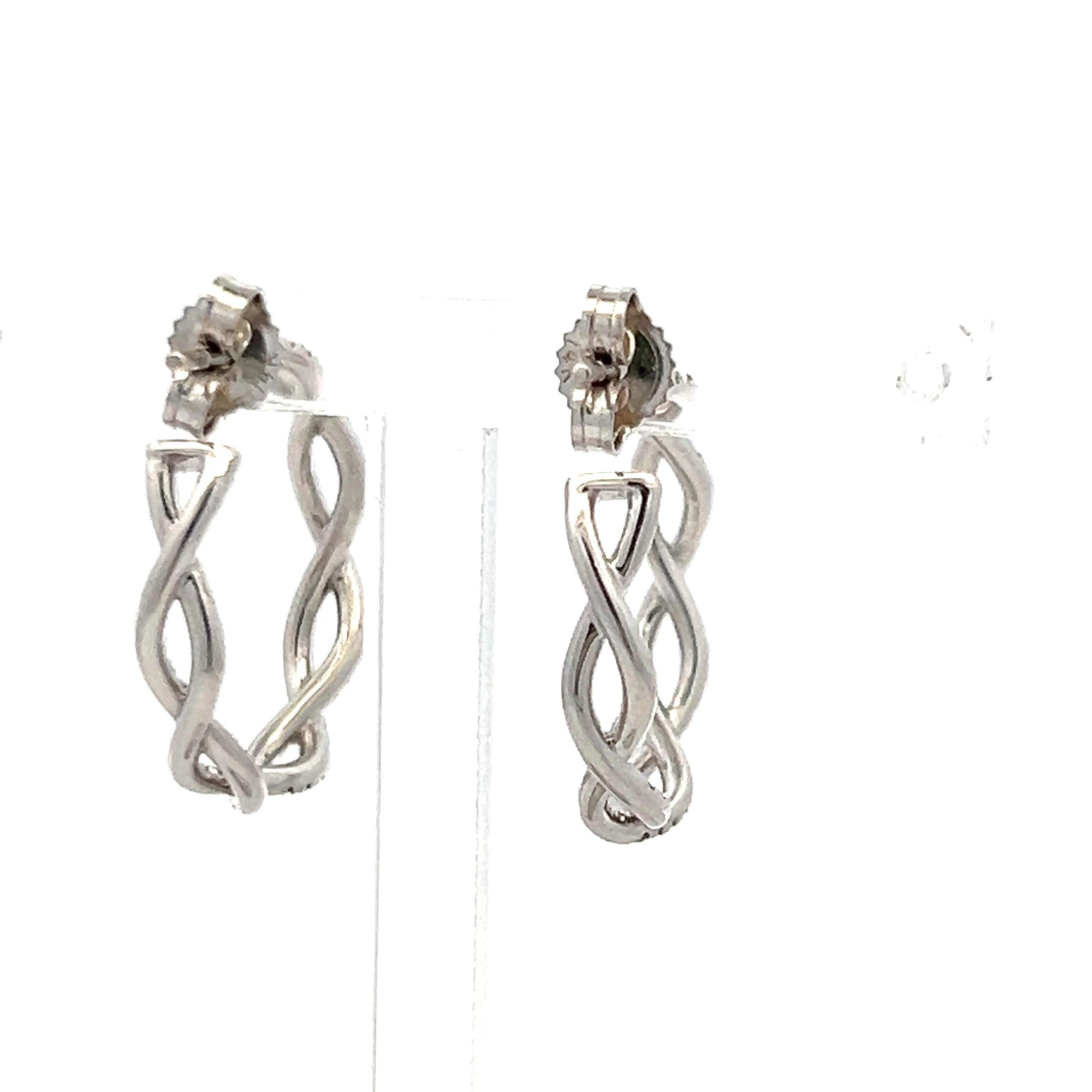 0.60 Carat Round Brilliant G VS1 Diamond 14 Karat White Gold Hoop Earrings
