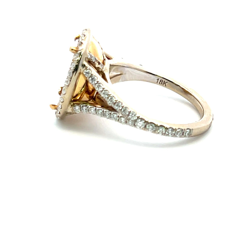 0.70 Carat Round Brilliant H SI1 Diamond 18 Karat Yellow Gold Semi Mount Ring