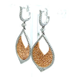 0.36 Carat Round Brilliant Diamond 14 Karat Two Tone Gold Dangling Earrings