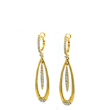 0.68 Carat Round Brilliant G VS2 Diamond 14 Karat Yellow Gold Dangling Earrings