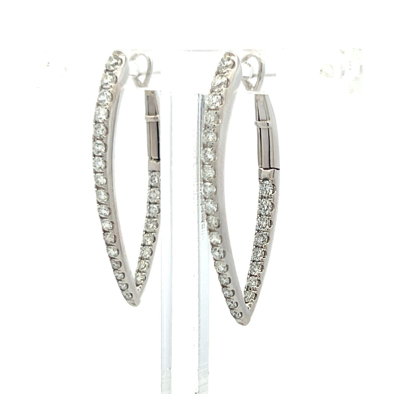 1.14 Carat Round Brilliant G VS2 Diamond 14 Karat White Gold Hoop Earrings