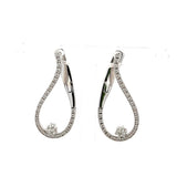 0.41 Carat Round Brilliant G VS2 Diamond 14 Karat White Gold Hoop Earrings