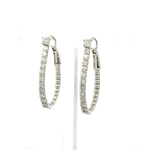 1.07 Carat Round Brilliant G VS1 Diamond 14 Karat White Gold Hoop Earrings