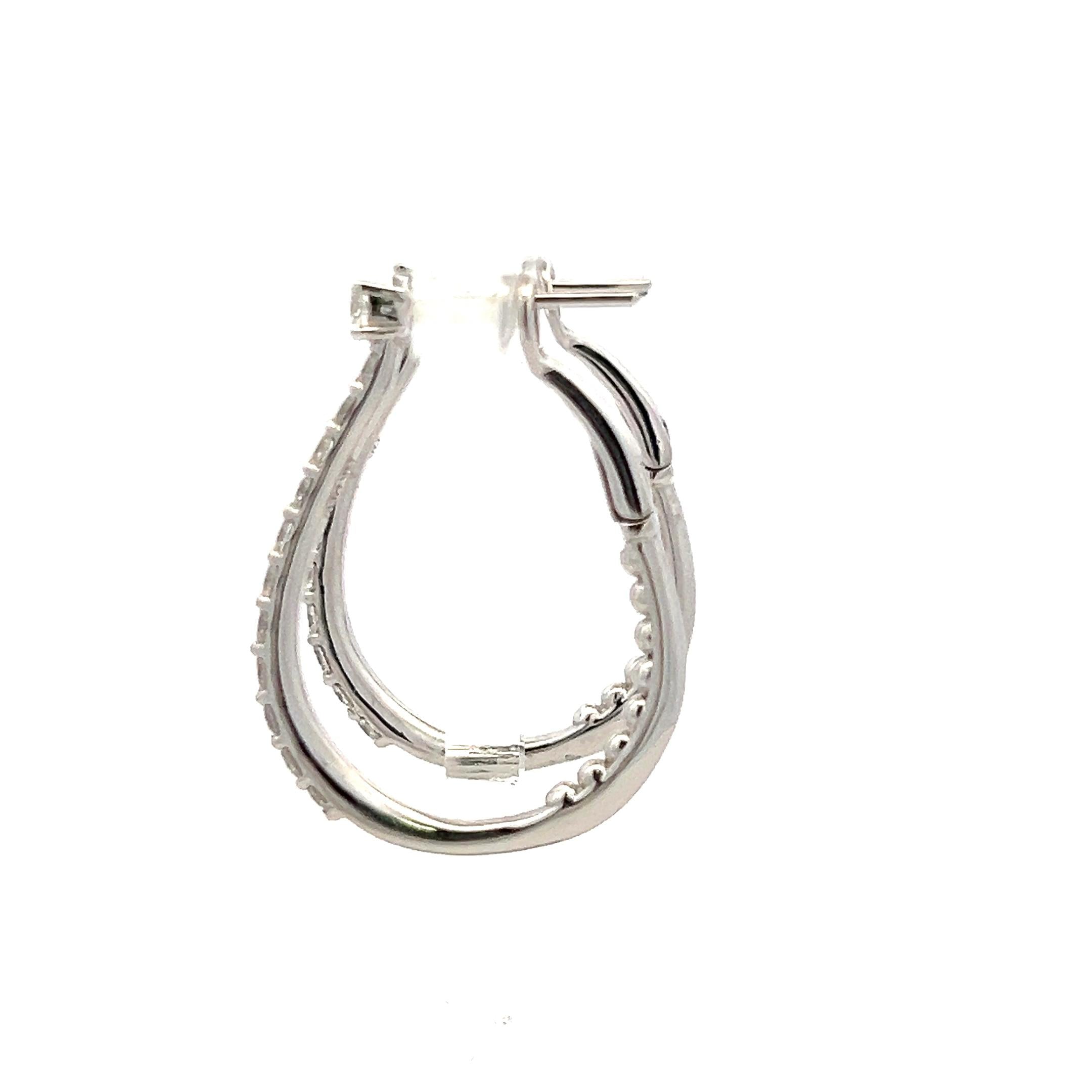 1.07 Carat Round Brilliant G VS1 Diamond 14 Karat White Gold Hoop Earrings