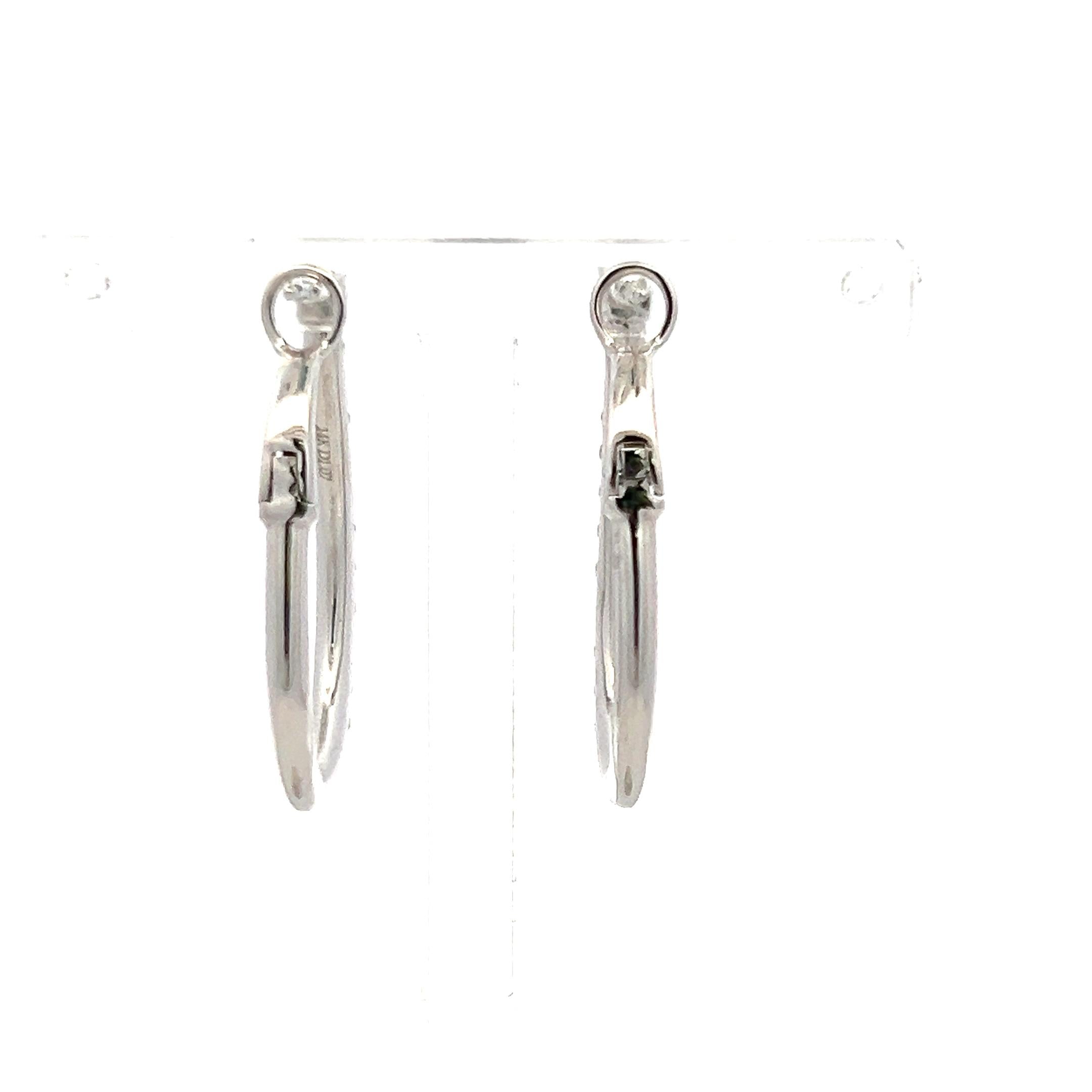 1.07 Carat Round Brilliant G VS1 Diamond 14 Karat White Gold Hoop Earrings