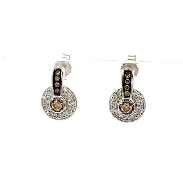 0.50 Carat Round Brilliant Diamond 14 Karat White Gold Dangling Earrings