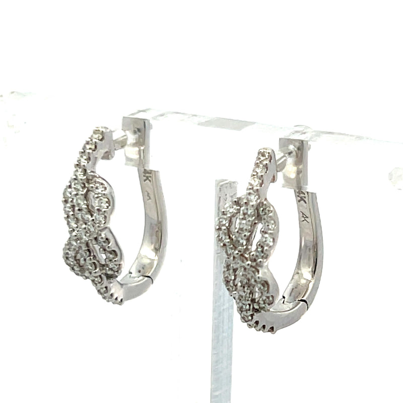 0.46 Carat Round Brilliant G VS1 Diamond 14 Karat White Gold Leverback Earrings