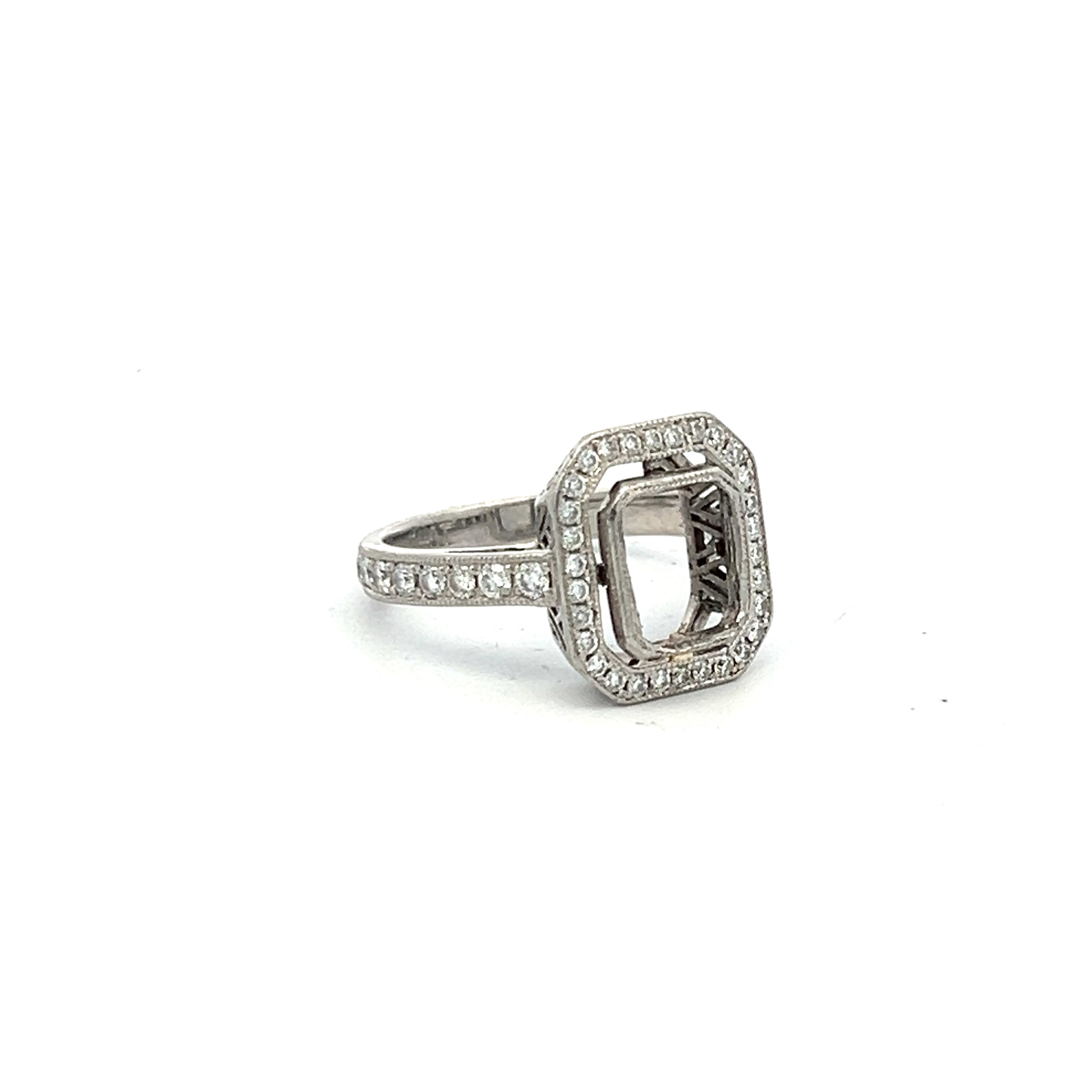 0.39 Carat Round Brilliant I SI1 Diamond Platinum Semi Mount Ring