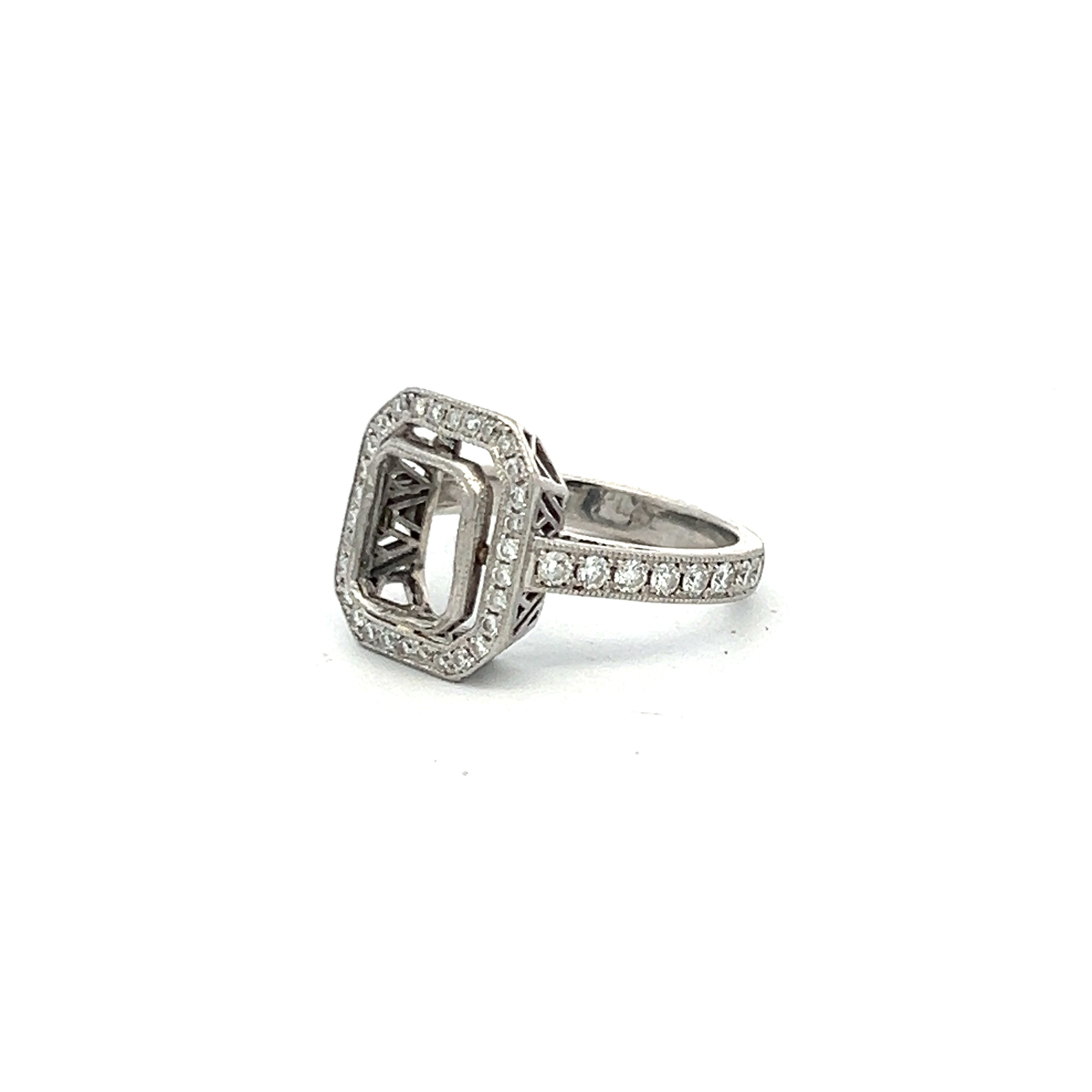 0.39 Carat Round Brilliant I SI1 Diamond Platinum Semi Mount Ring