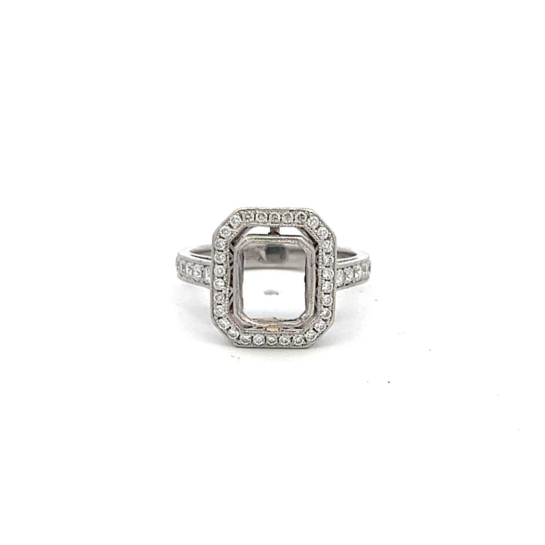 0.39 Carat Round Brilliant I SI1 Diamond Platinum Semi Mount Ring
