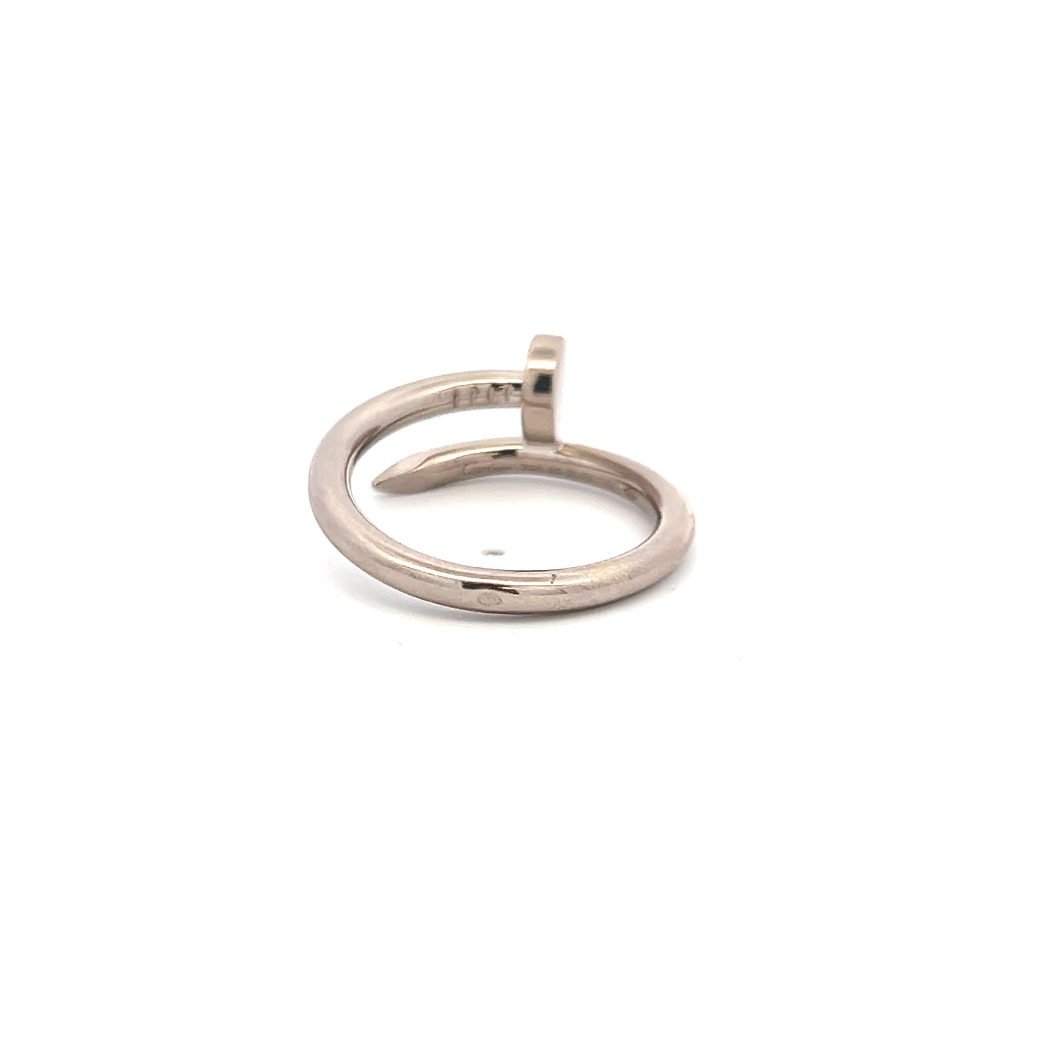 Cartier 18 Karat White Gold Juste Un Clou Ring Size 8 with box and paper