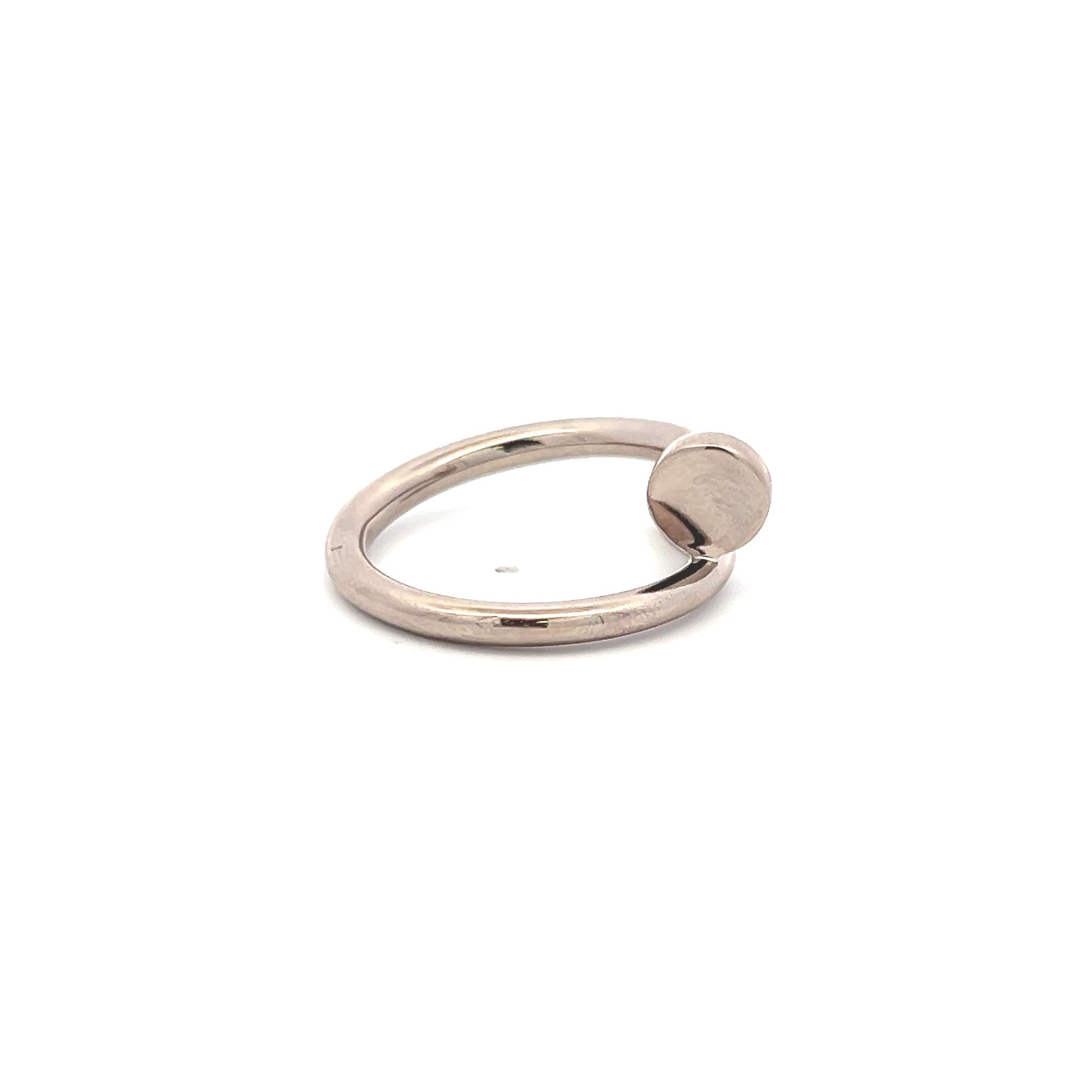 Cartier 18 Karat White Gold Juste Un Clou Ring Size 8 with box and paper