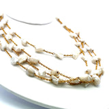 9.6 to 13.10MM Baroque Pearl 14 Karat Yellow Gold Chain Necklace