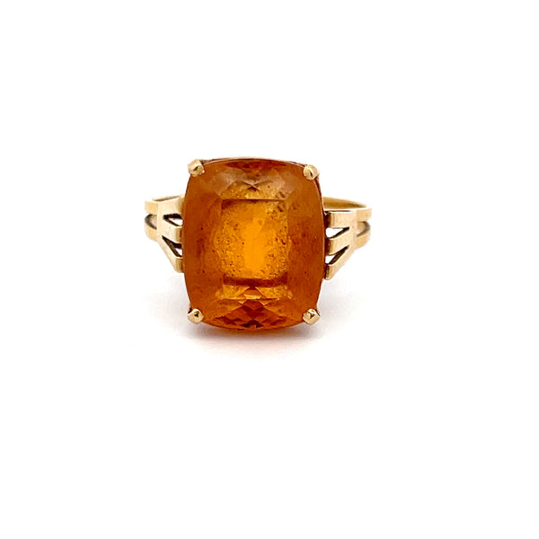 9.25 Carat Cushion Brilliant Citrine 18 Karat Yellow Gold Cocktail Ring