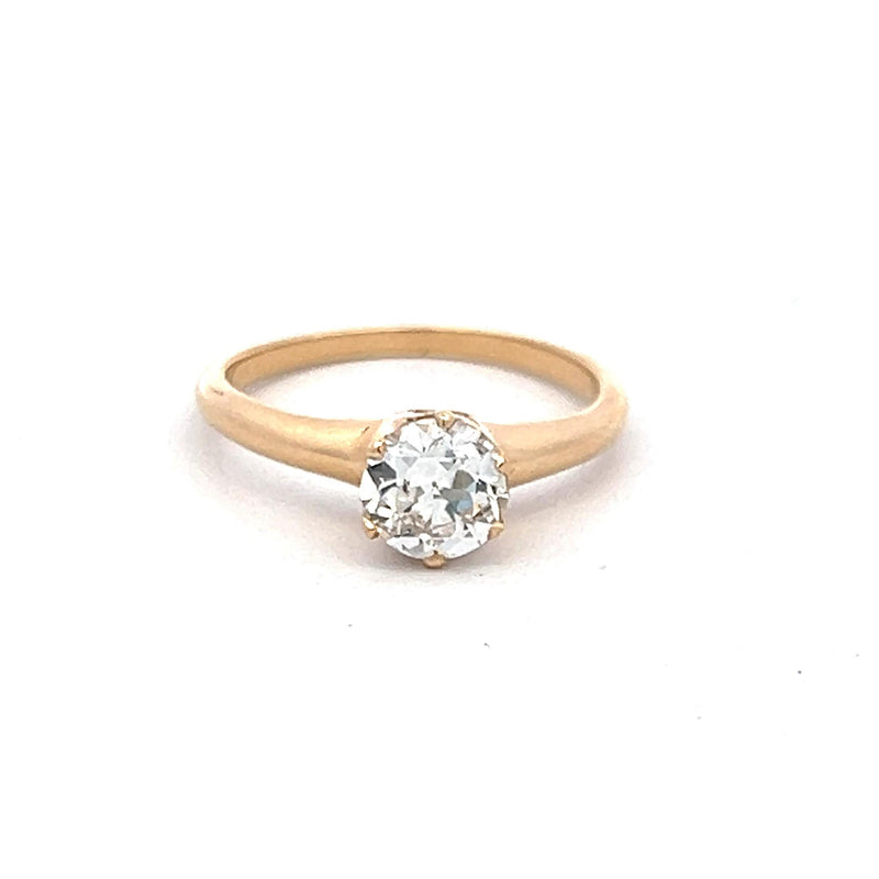 0.80 Carat Circular Brilliant Cut Diamond 14 Karat Yellow Gold Engagement Ring