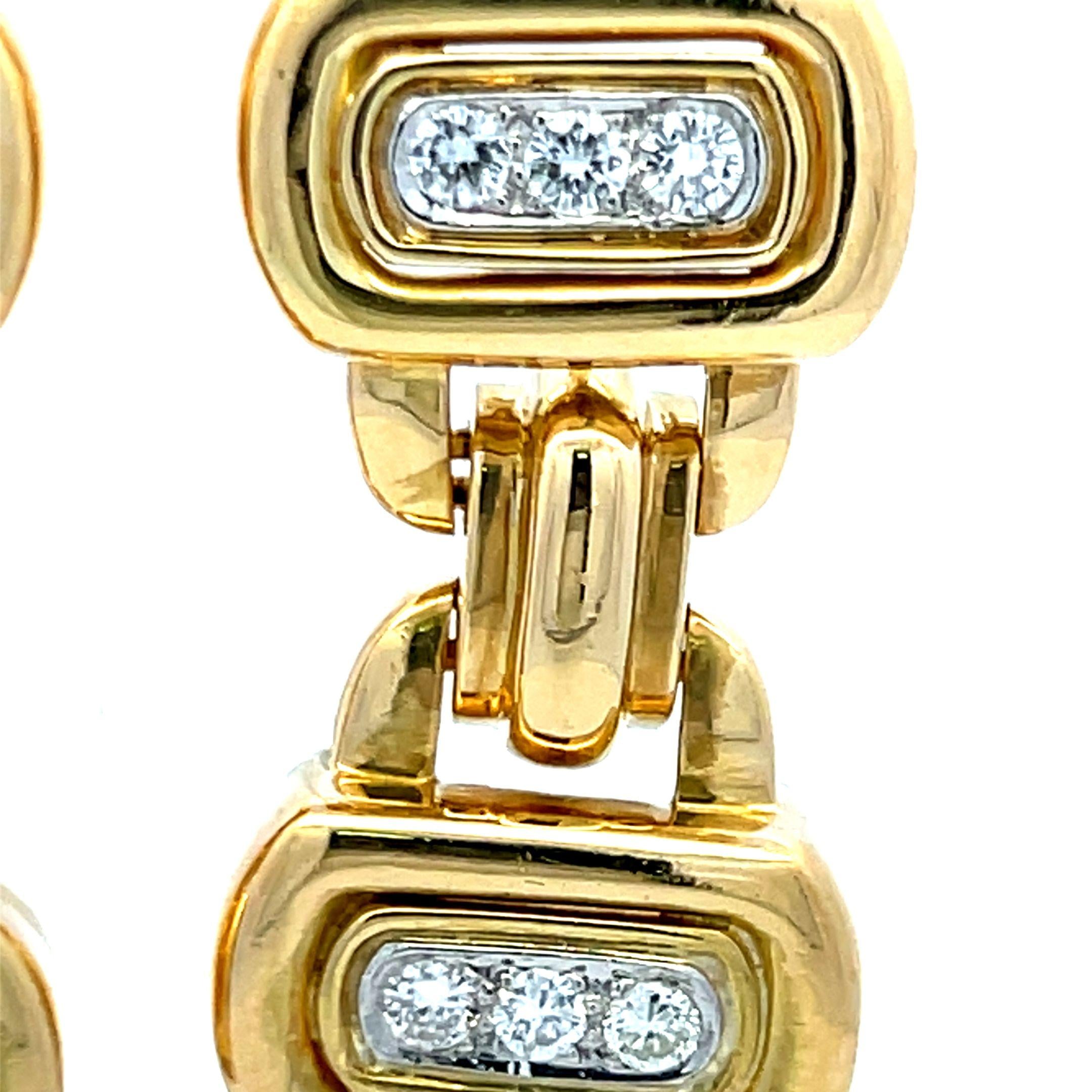 David Webb G/VS1 Diamond Link Drop Earrings in 18K Yellow Gold