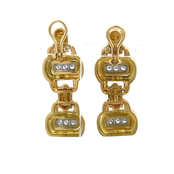 David Webb G/VS1 Diamond Link Drop Earrings in 18K Yellow Gold