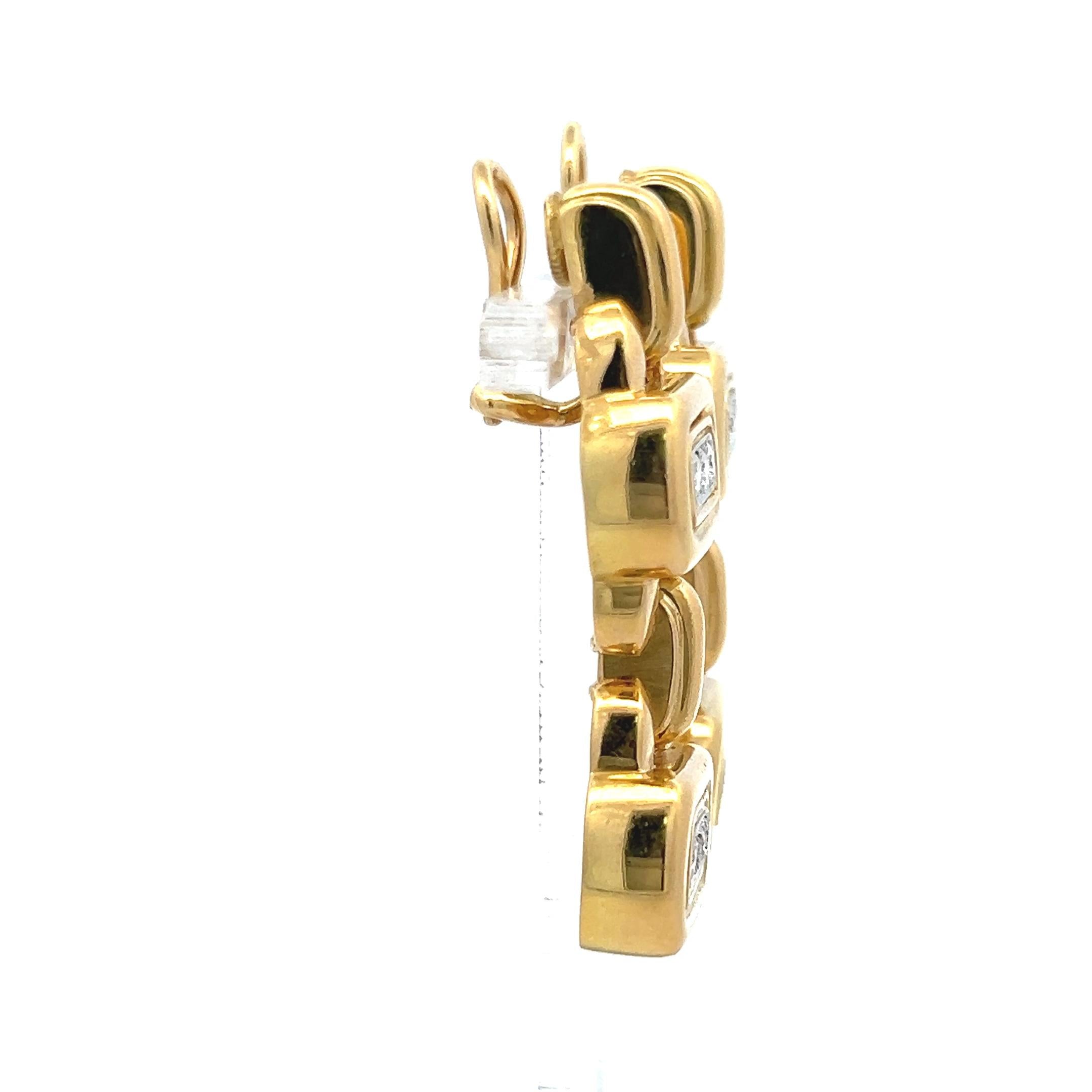 David Webb G/VS1 Diamond Link Drop Earrings in 18K Yellow Gold