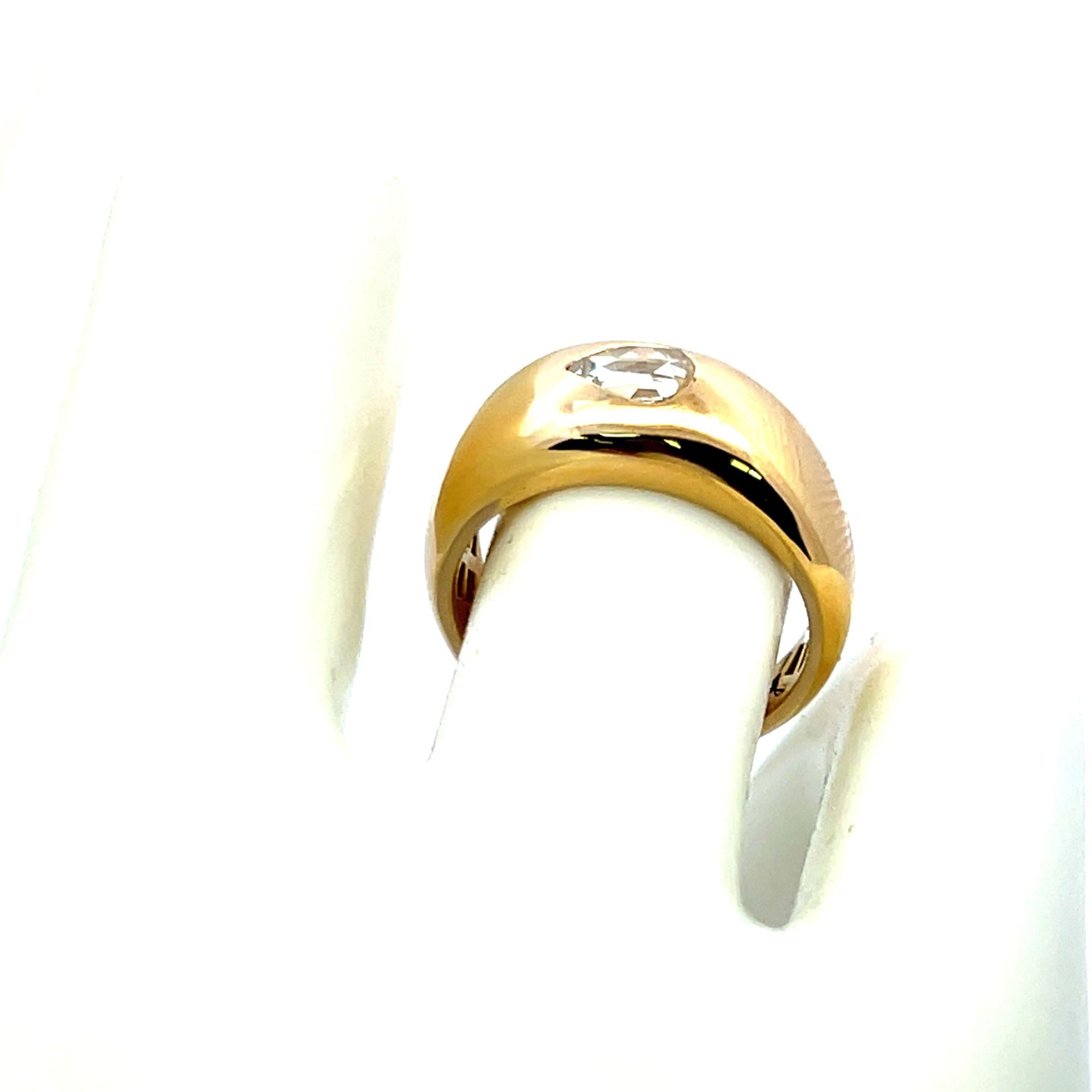 18K Yellow Gold Engagement Ring with 0.46 Carat Rose Cut Diamond Size 6.5