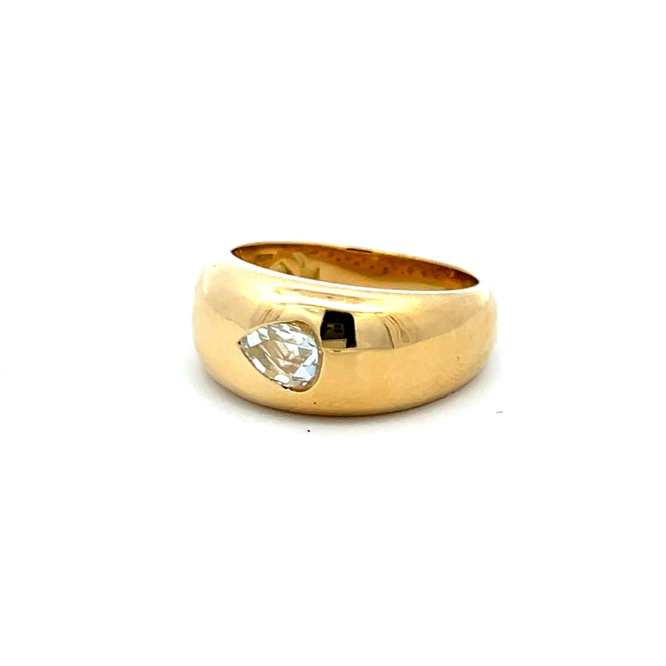 18K Yellow Gold Engagement Ring with 0.46 Carat Rose Cut Diamond Size 6.5