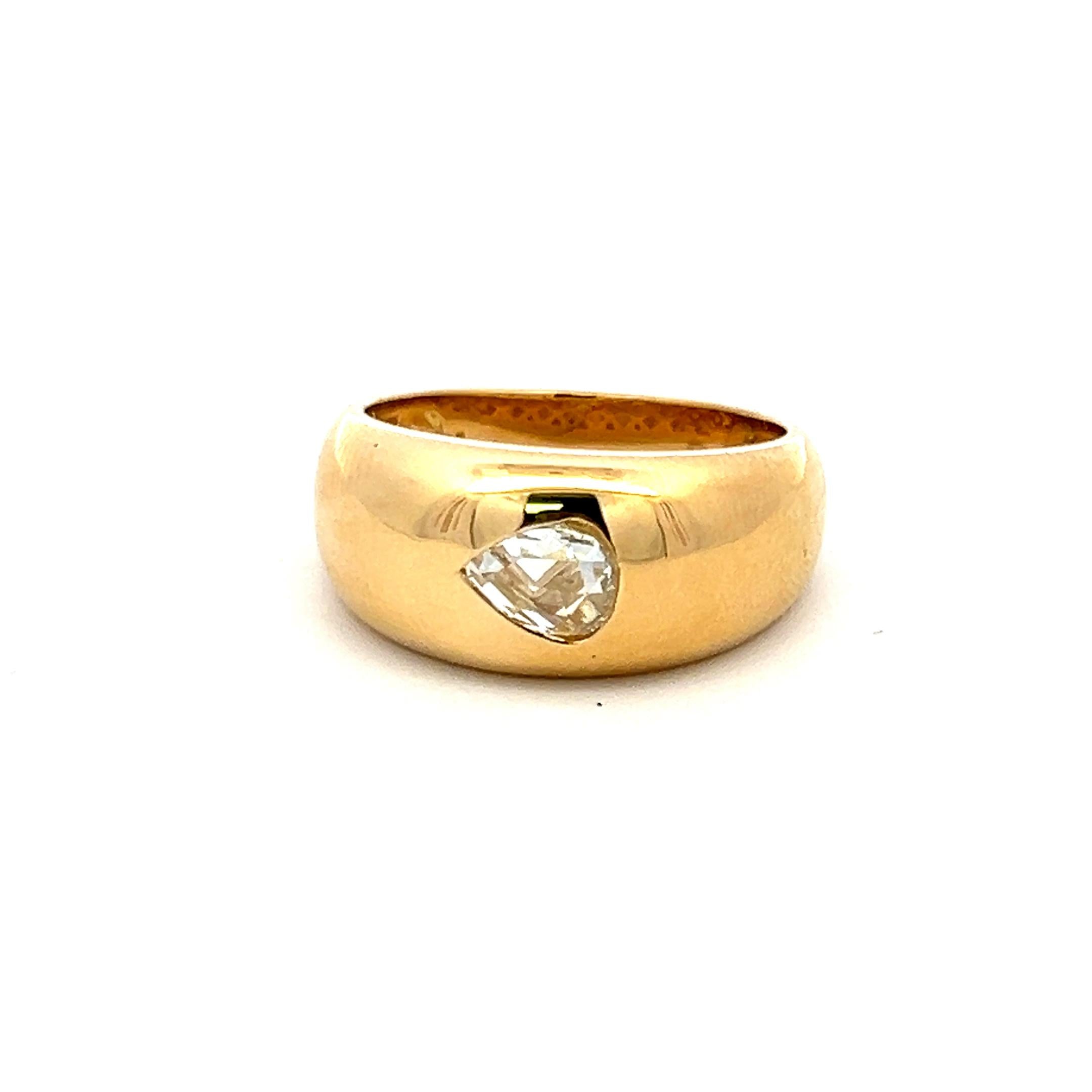 18K Yellow Gold Engagement Ring with 0.46 Carat Rose Cut Diamond Size 6.5