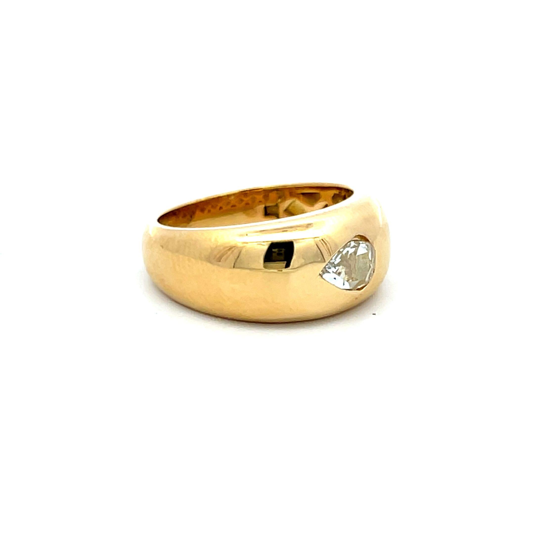 18K Yellow Gold Engagement Ring with 0.46 Carat Rose Cut Diamond Size 6.5
