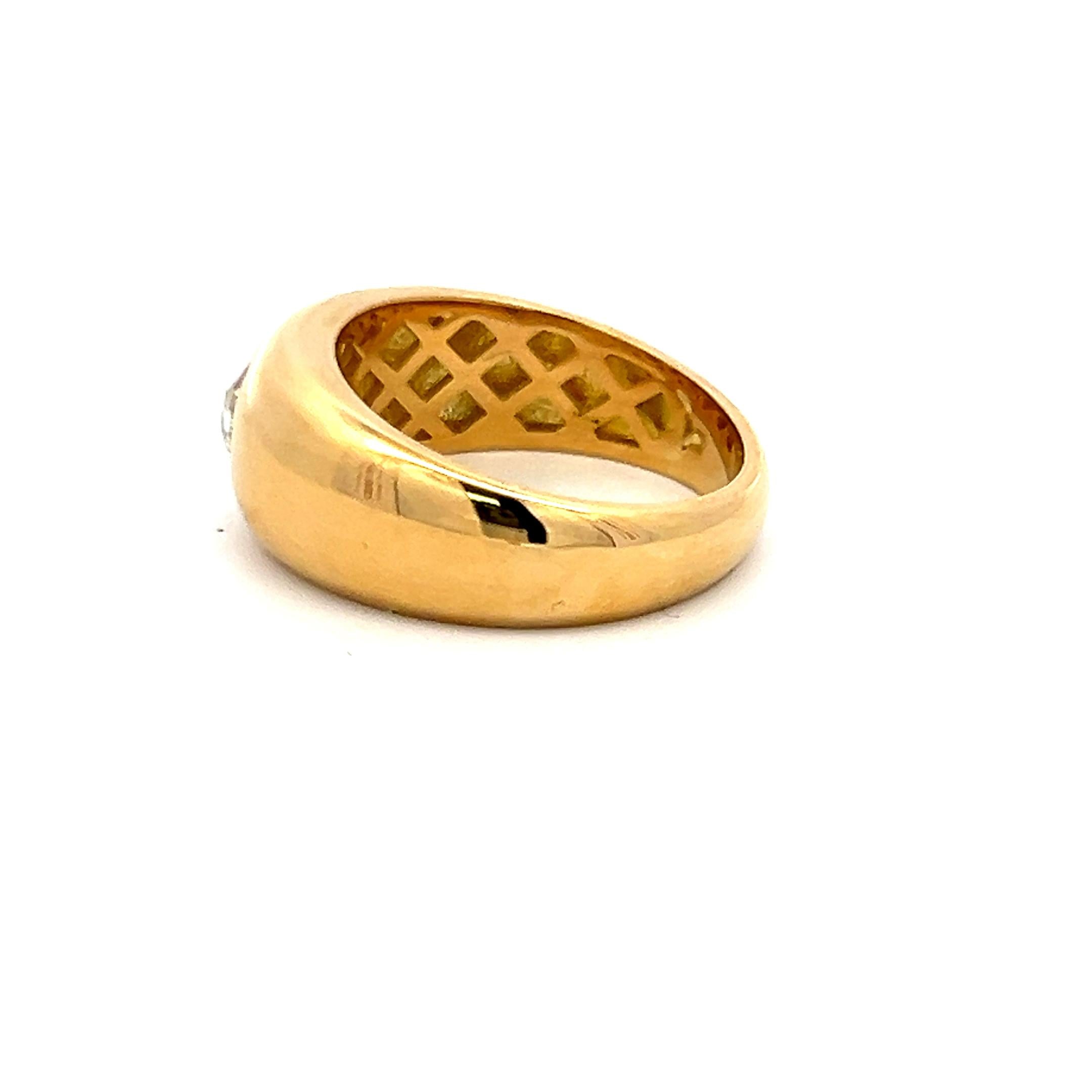 18K Yellow Gold Engagement Ring with 0.46 Carat Rose Cut Diamond Size 6.5
