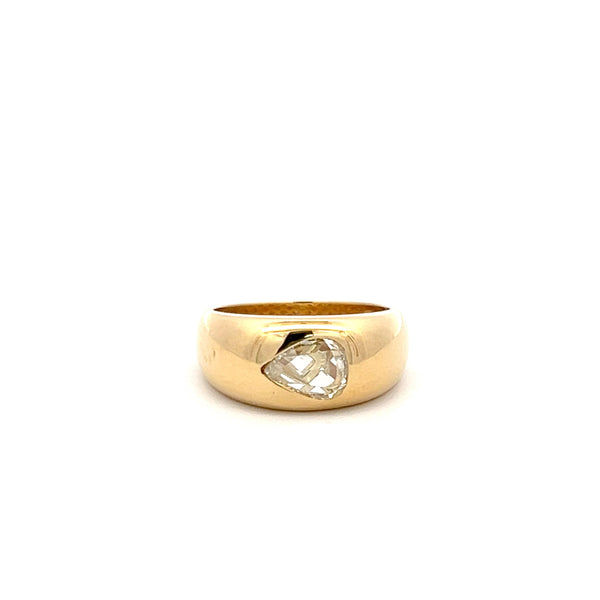 0.56 Carat Rose Cut Diamond 18 Karat Yellow Gold Engagement Ring