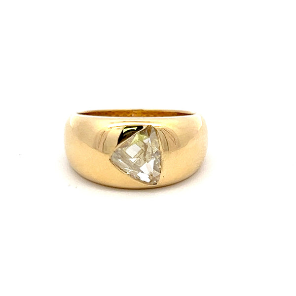 1.06 Carat Rose Cut Diamond 18 Karat Yellow Gold Engagement Ring