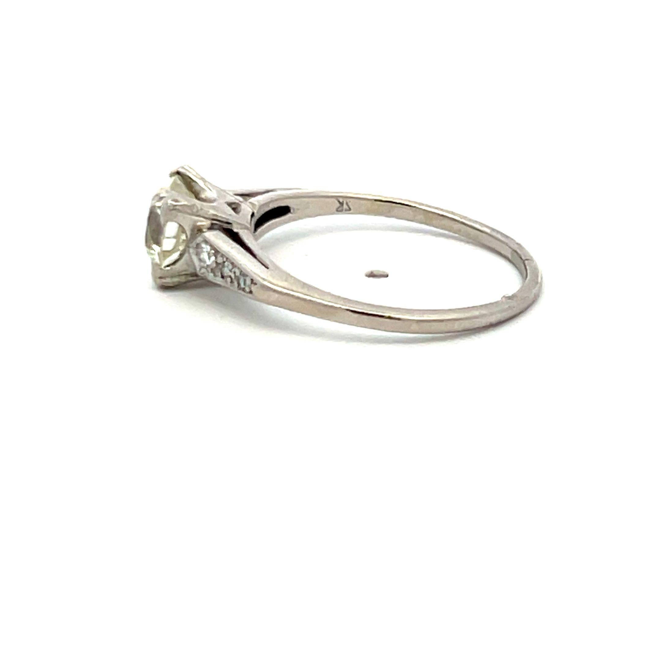 Platinum Engagement Ring 1.21ct Circular & Old European Diamond Size 7 L VS2 GIA