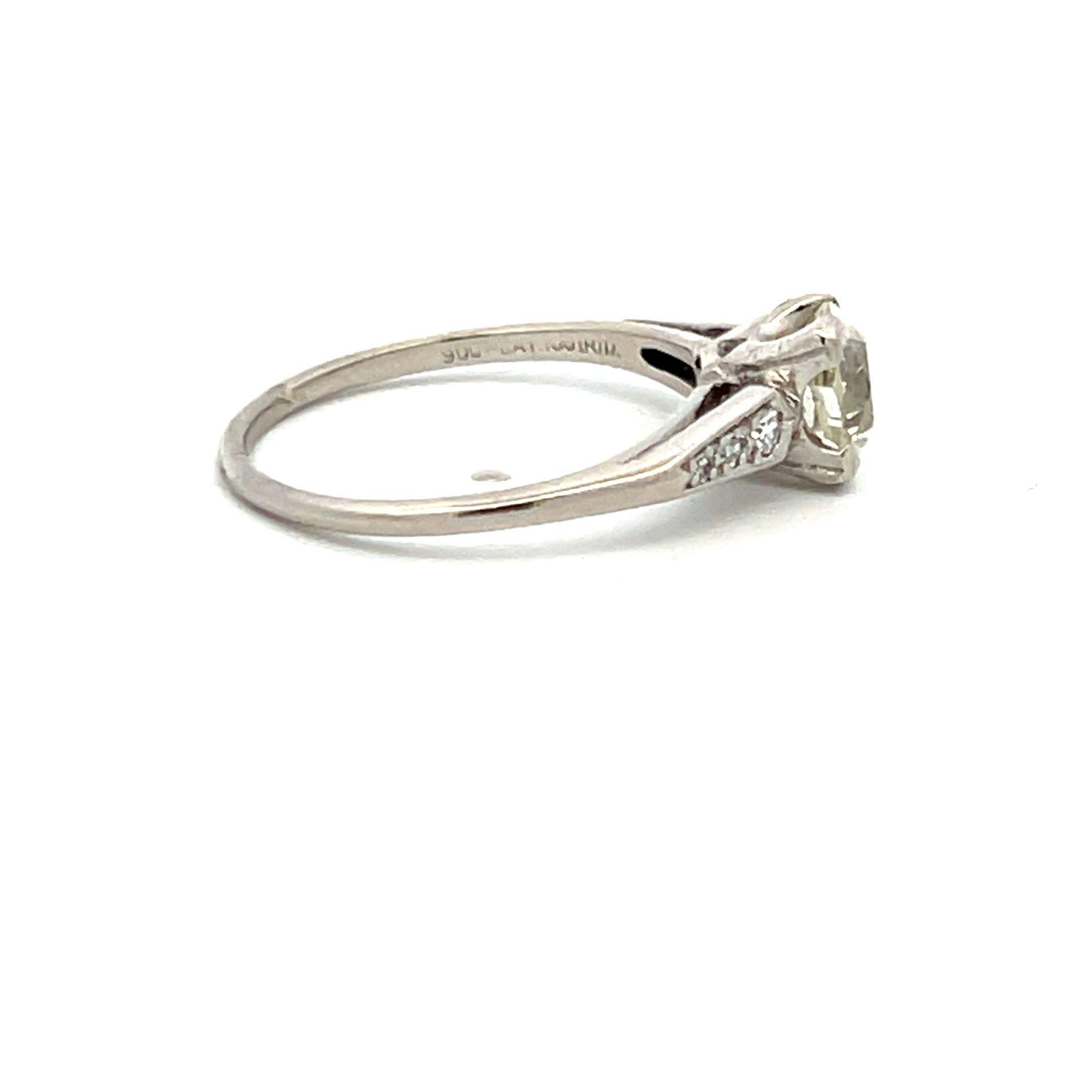 Platinum Engagement Ring 1.21ct Circular & Old European Diamond Size 7 L VS2 GIA