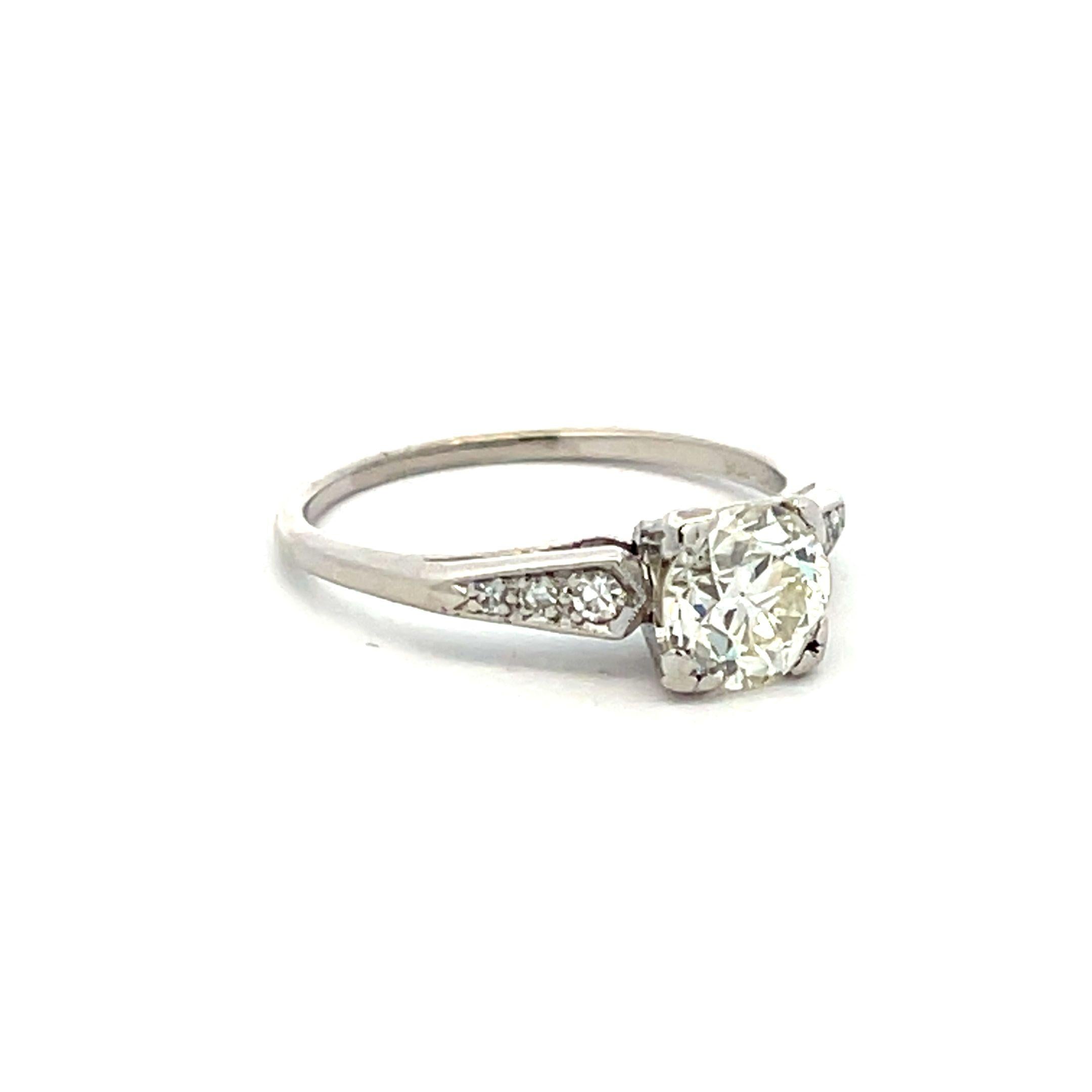 Platinum Engagement Ring 1.21ct Circular & Old European Diamond Size 7 L VS2 GIA