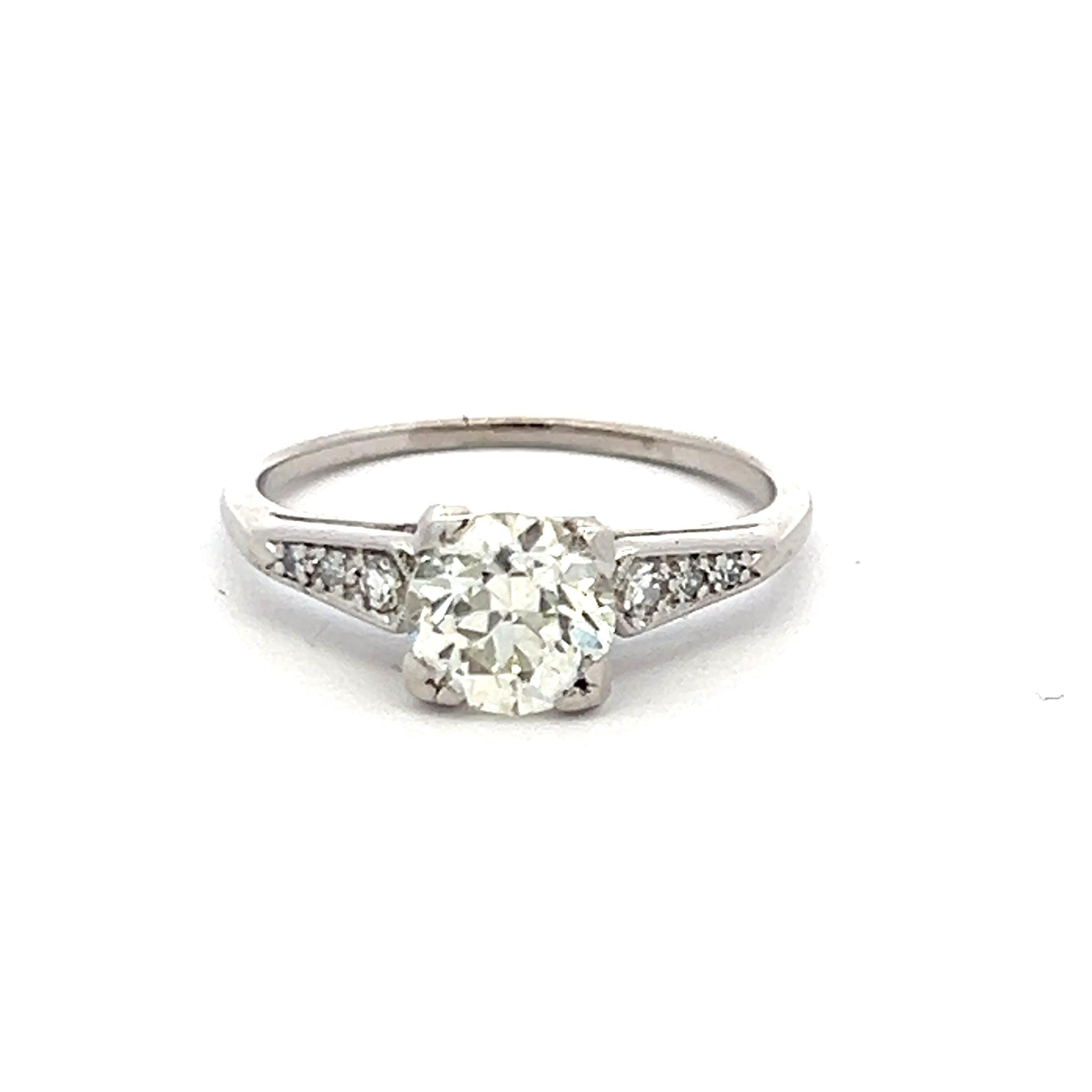 Platinum Engagement Ring 1.21ct Circular & Old European Diamond Size 7 L VS2 GIA