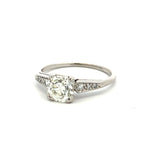 1.21 Carat Circular Brilliant Cut and Old European Diamond Platinum Engagement Ring