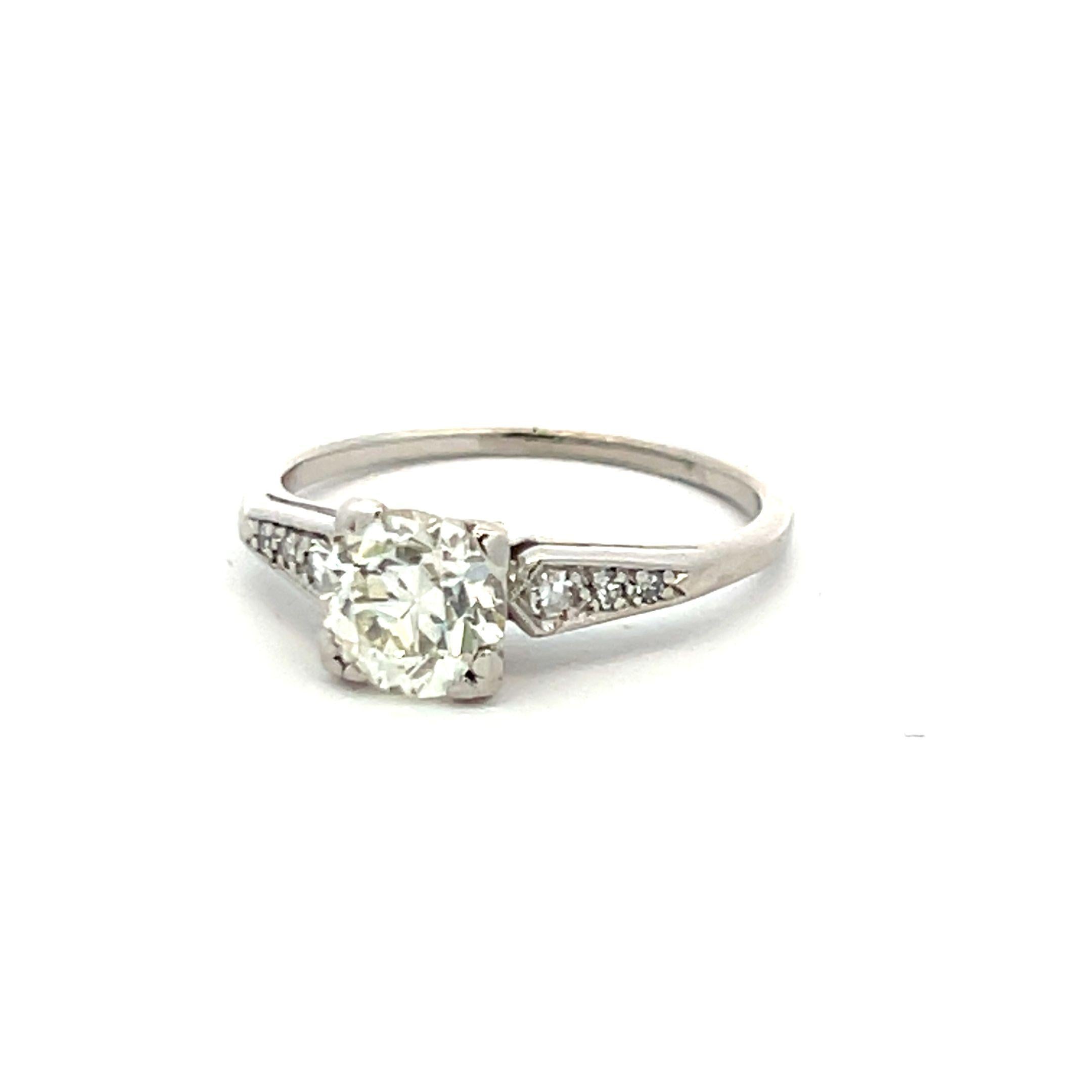 Platinum Engagement Ring 1.21ct Circular & Old European Diamond Size 7 L VS2 GIA